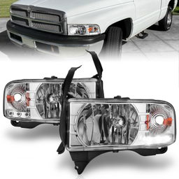Crystal Headlight Set for Dodge Ram (1994-2002), view 4, ANZO USA 111206