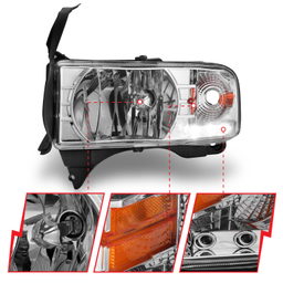 Crystal Headlight Set for Dodge Ram (1994-2002), view 6, ANZO USA 111206