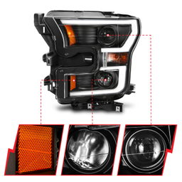 Projector Headlight Set for Ford F-150 (2015-2017), view 4, ANZO USA 111357