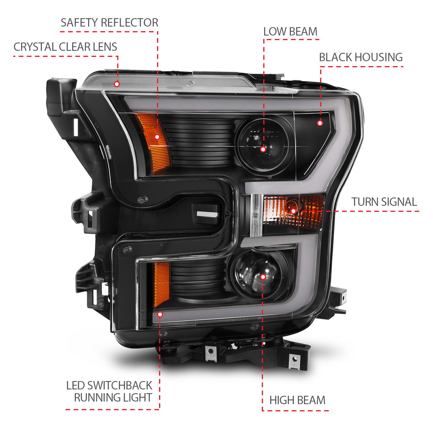 ANZO USA Projector Headlight Set for Ford F-150