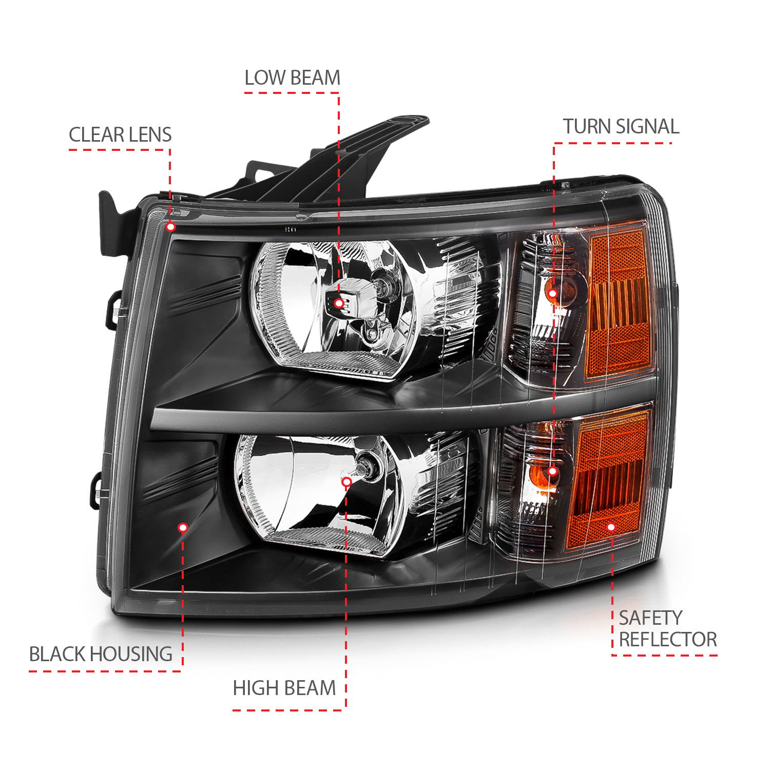 ANZO USA Crystal Headlights for Chevrolet Silverado