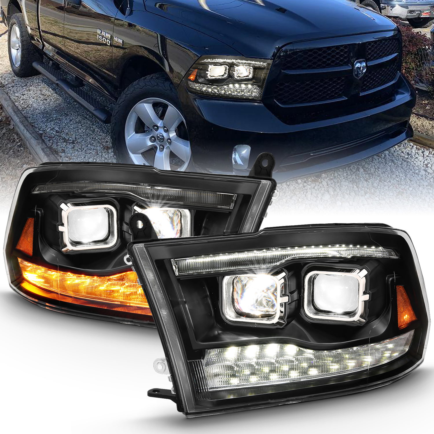 LED Projector Headlights for Dodge Ram & Ram 1500, ANZO USA 111464