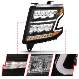 LED Crystal Headlights for Chevrolet Tahoe & Suburban, view 4 — ANZO USA 111478