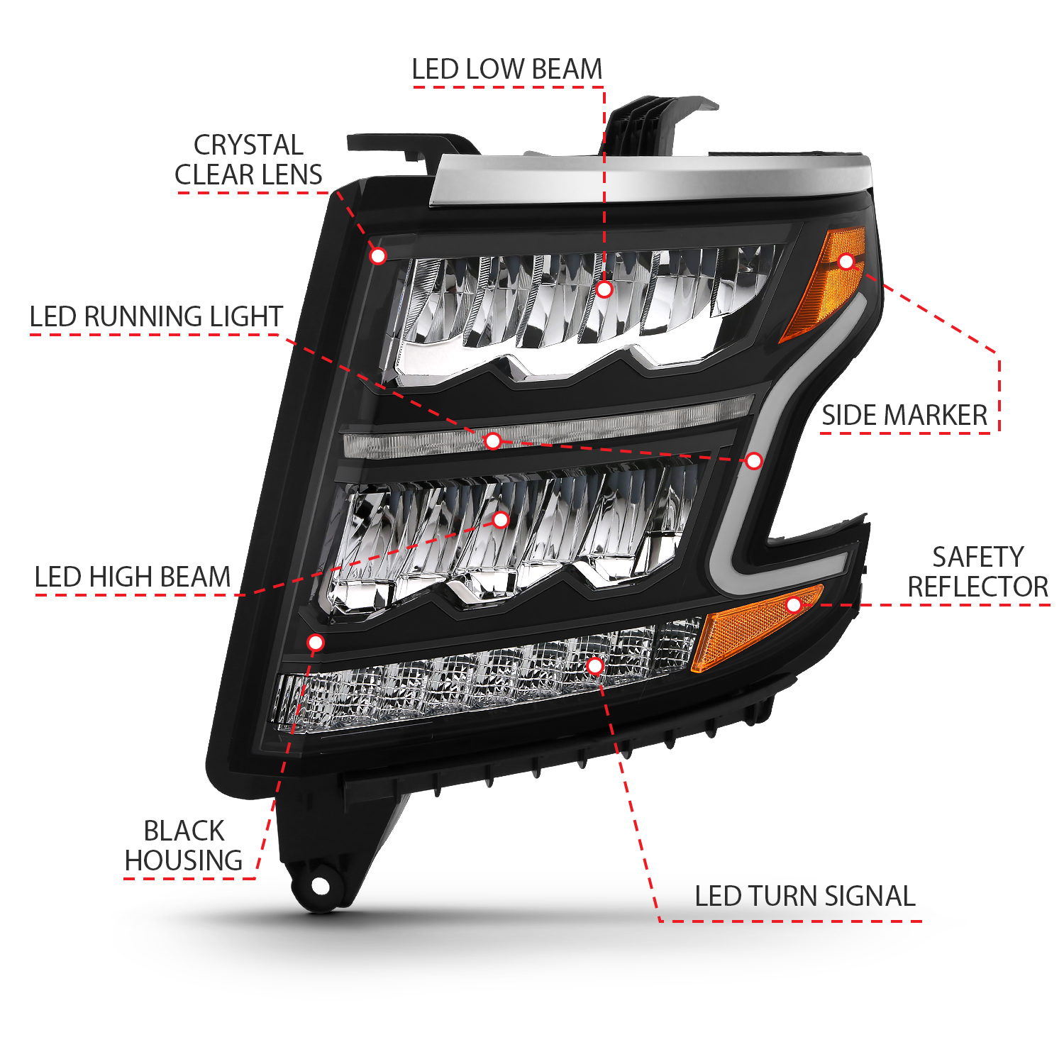 ANZO USA LED Crystal Headlights for Chevrolet Tahoe & Suburban