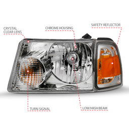 Crystal Headlight for Ford Ranger (2001-2011), view 4, ANZO USA 111484