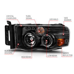Projector Headlight for Dodge Ram (2002-2005), view 4, ANZO USA 111490