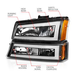 Crystal Headlight for Chevrolet Silverado & Avalanche, view 4, ANZO USA 111501
