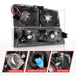 Crystal Headlight for Chevrolet Silverado & Avalanche, view 5, ANZO USA 111501