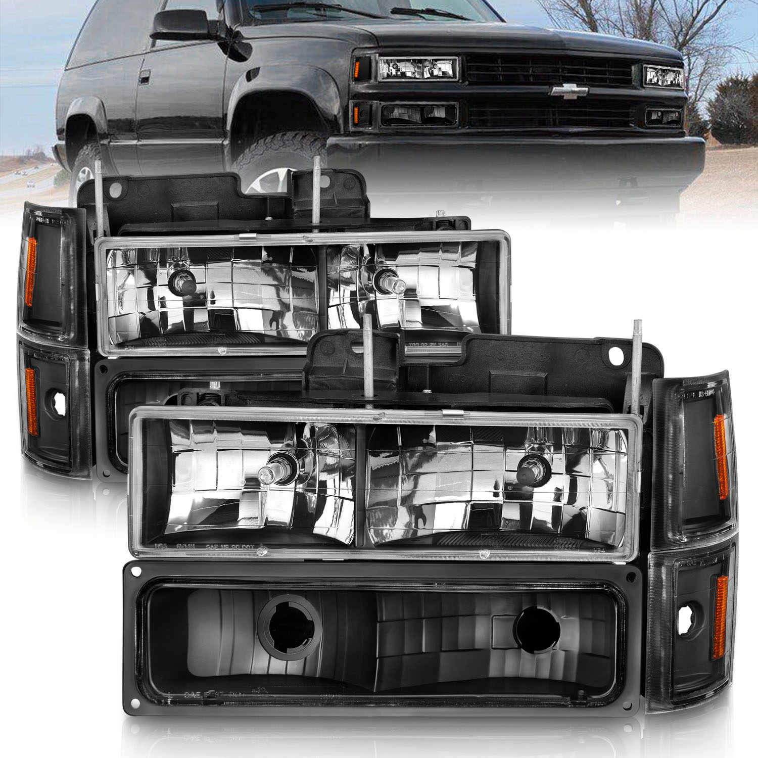 ANZO USA Crystal Headlight for Chevrolet C/K Trucks & Suburban