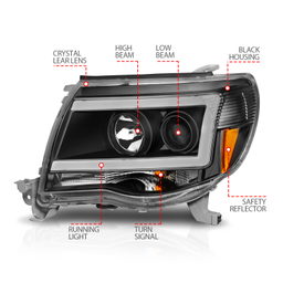 Projector Headlight for Toyota Tacoma (2005-2011), view 4, ANZO USA 111517