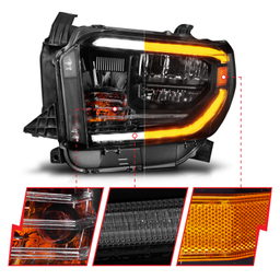 LED Crystal Headlight for Toyota Tundra (2014-2017), view 3, ANZO USA 111531