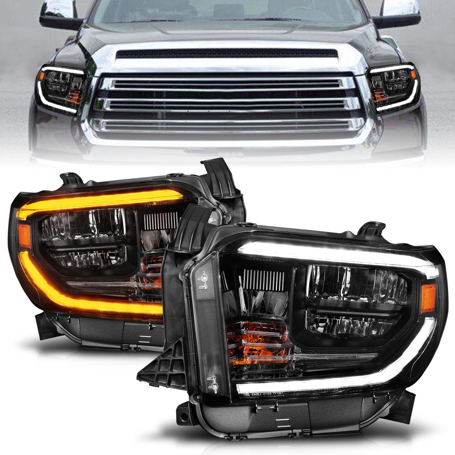 ANZO USA LED Crystal Headlight for Toyota Tundra