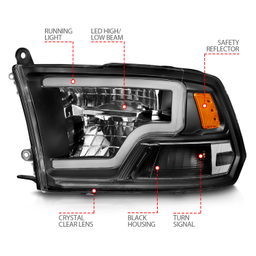 LED Projector Headlight for Dodge Ram & Ram 1500, view 4, ANZO USA 111539