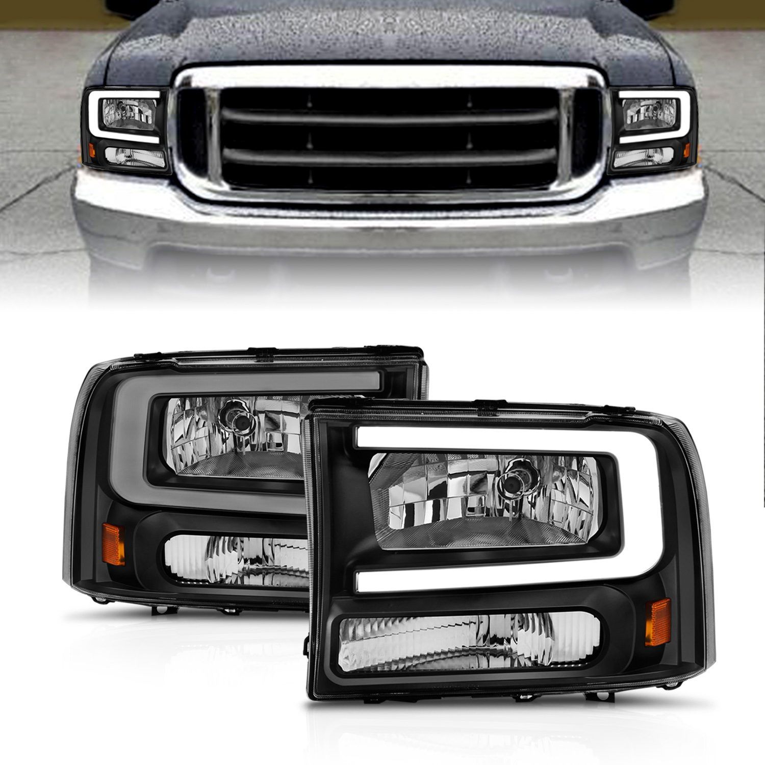 ANZO USA Crystal Headlight for Ford Super Duty & Excursion