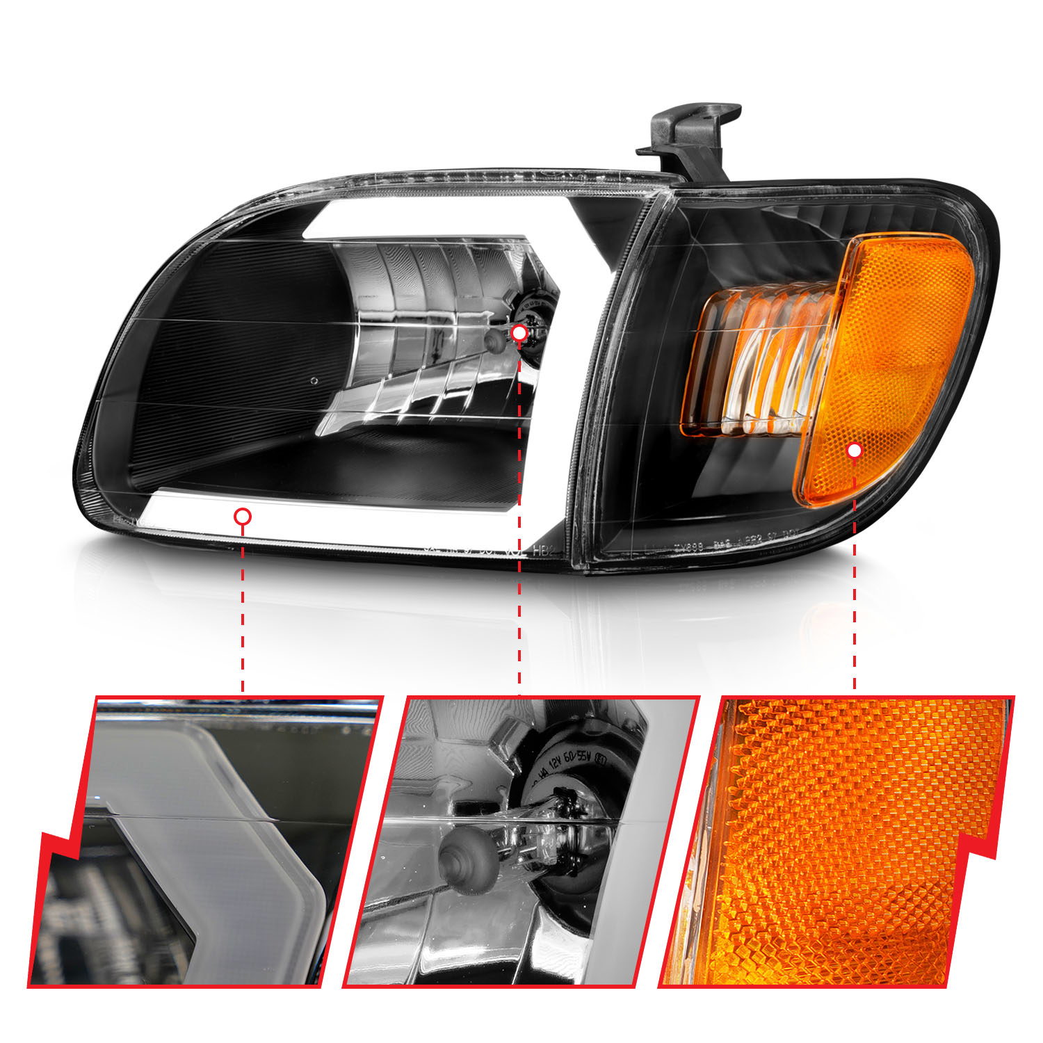 ANZO USA Crystal Headlight for Toyota Tundra