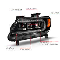 LED Projector Headlight for Chevrolet Colorado (2015-2022), view 4, ANZO USA 111634
