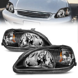 Crystal Headlight Set for Honda Civic (1999-2000), view 3, ANZO USA 121070