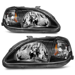 Crystal Headlight Set for Honda Civic (1999-2000), view 4, ANZO USA 121070