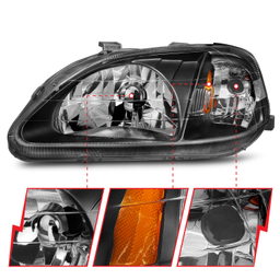Crystal Headlight Set for Honda Civic (1999-2000), view 5, ANZO USA 121070