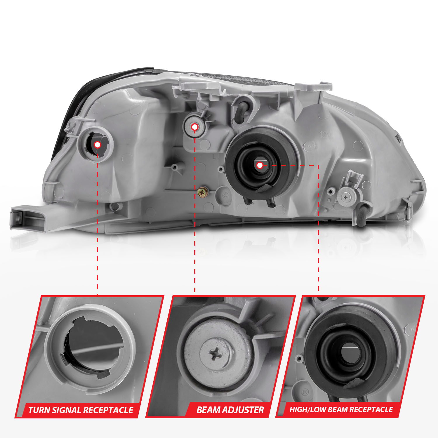 ANZO USA Crystal Headlight Set for Honda Civic