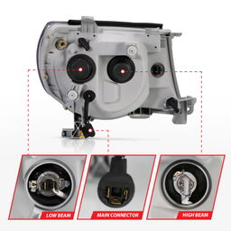 Projector Headlight Set with Halo for Toyota Tacoma, view 2, ANZO USA 121282