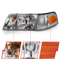 Crystal Headlights for Ford Crown Victoria (1998-2011), view 4, ANZO USA 121556