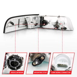 Crystal Headlights for Ford Crown Victoria (1998-2011), view 5, ANZO USA 121556