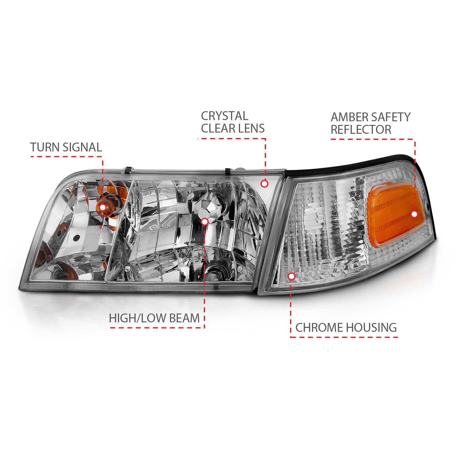 ANZO USA Crystal Headlights for Ford Crown Victoria
