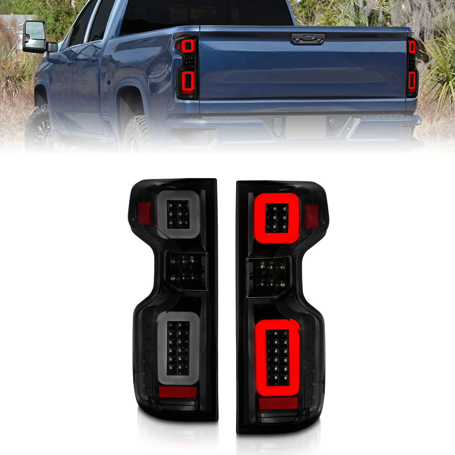 ANZO USA Tail Light Assembly for Chevrolet Silverado, High Country & LTZ