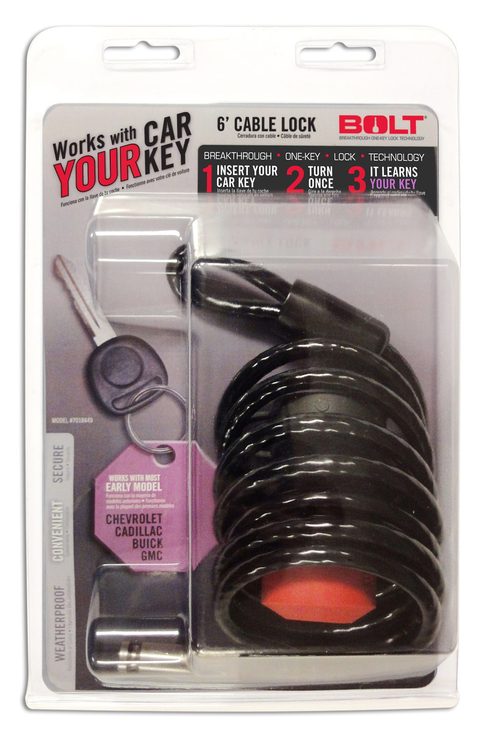BOLT BOLT 6FT. CABLE LOCK GM EARLY MODEL 7018449