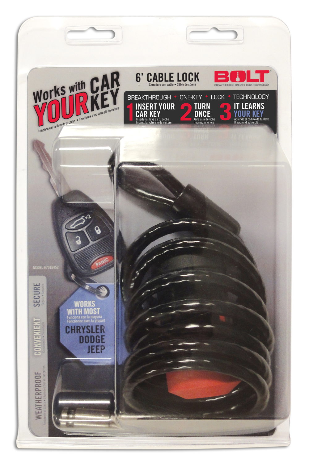 BOLT 6 ft. Cable Lock for Chrysler, Dodge and Jeep