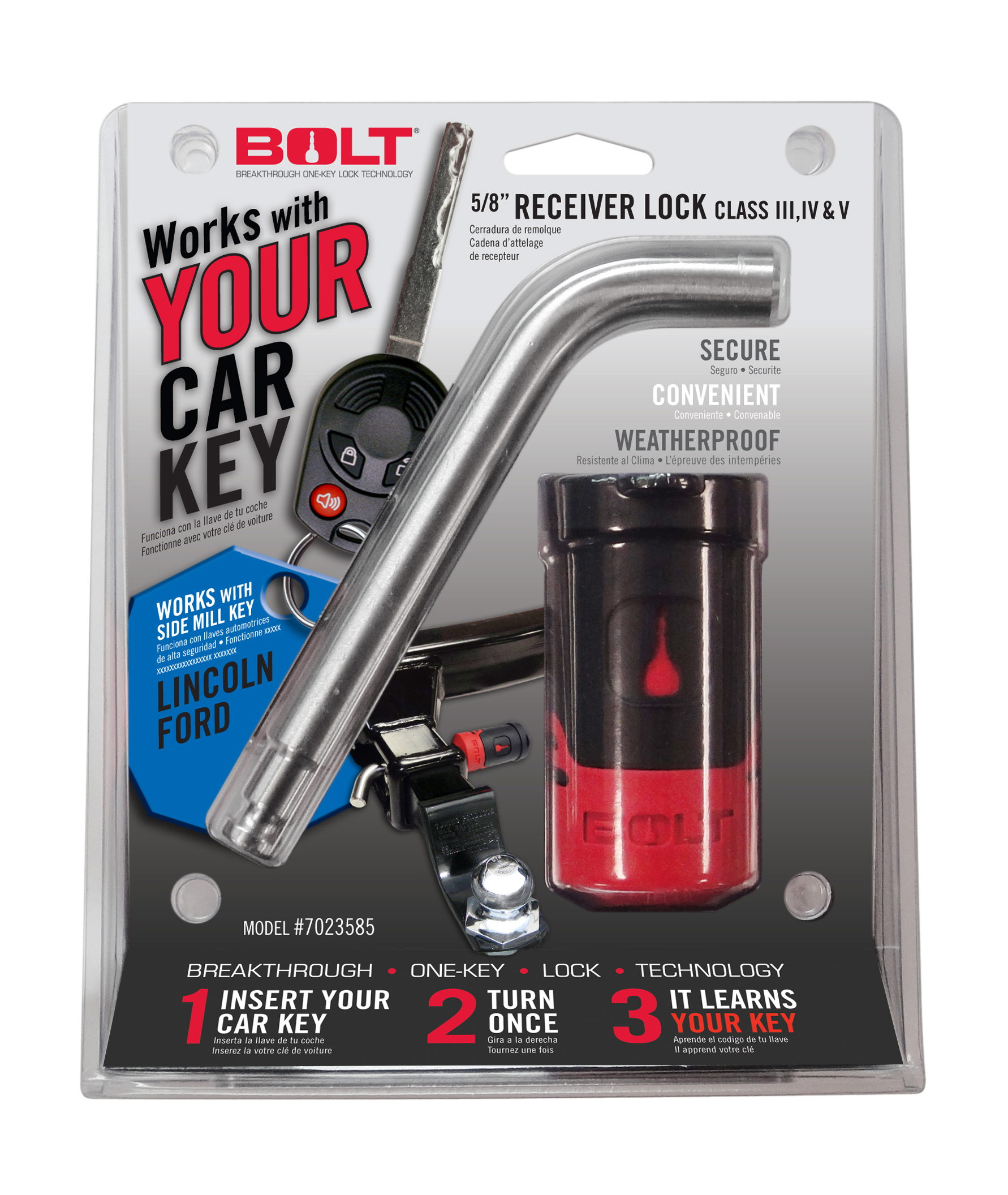 BOLT 5/8 in. Receiver Lock for Ford Side Cut Keys