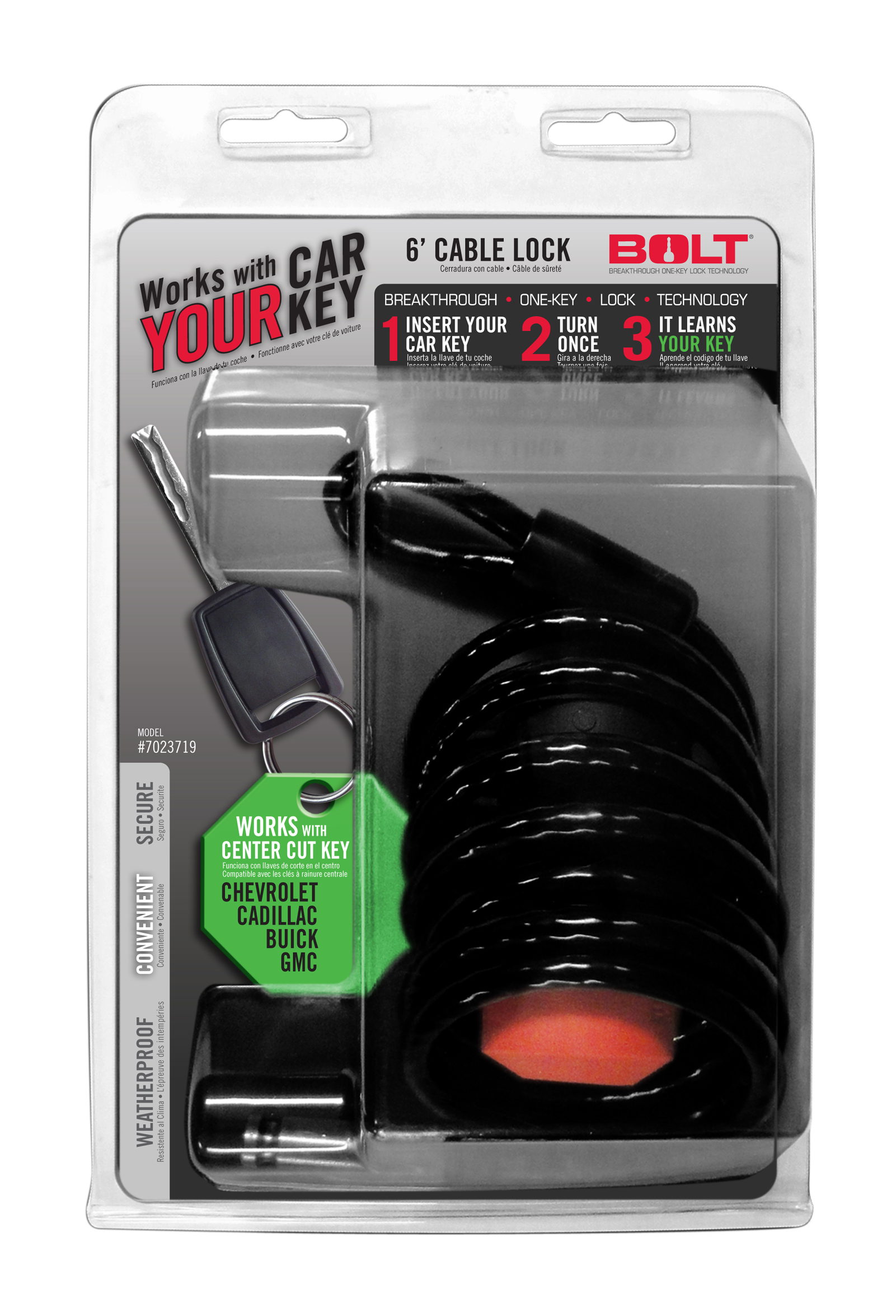BOLT BOLT 6FT. CABLE LOCK GM CENTER CUT 7023719