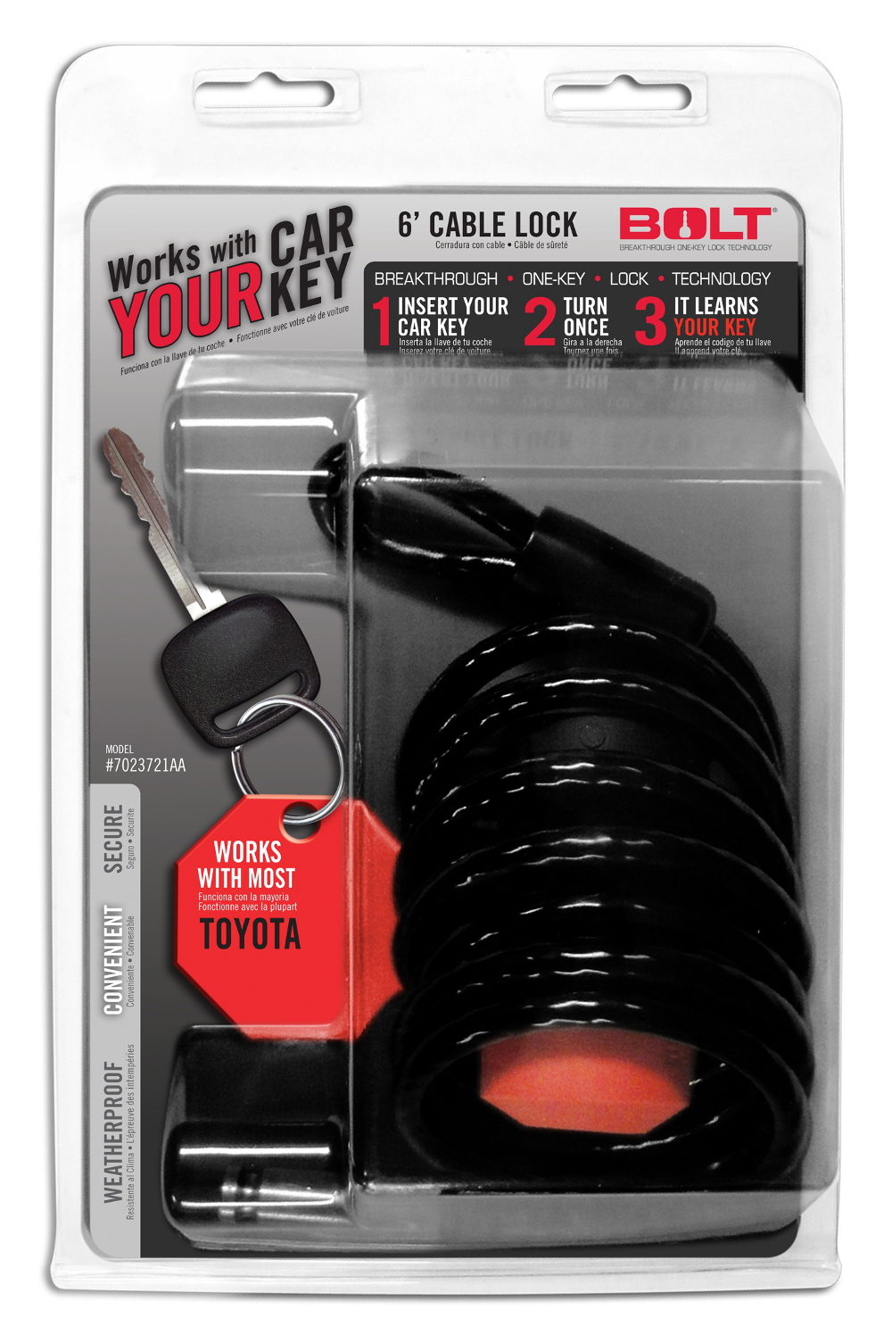 BOLT 6 ft. Cable Lock for Toyota Key Family