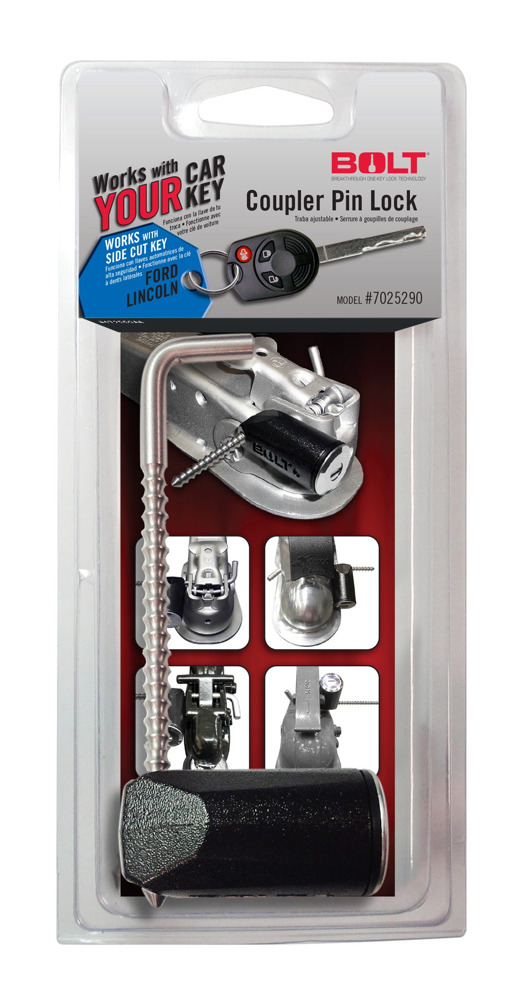 BOLT Coupler Pin Lock for Ford Side Cut Keys