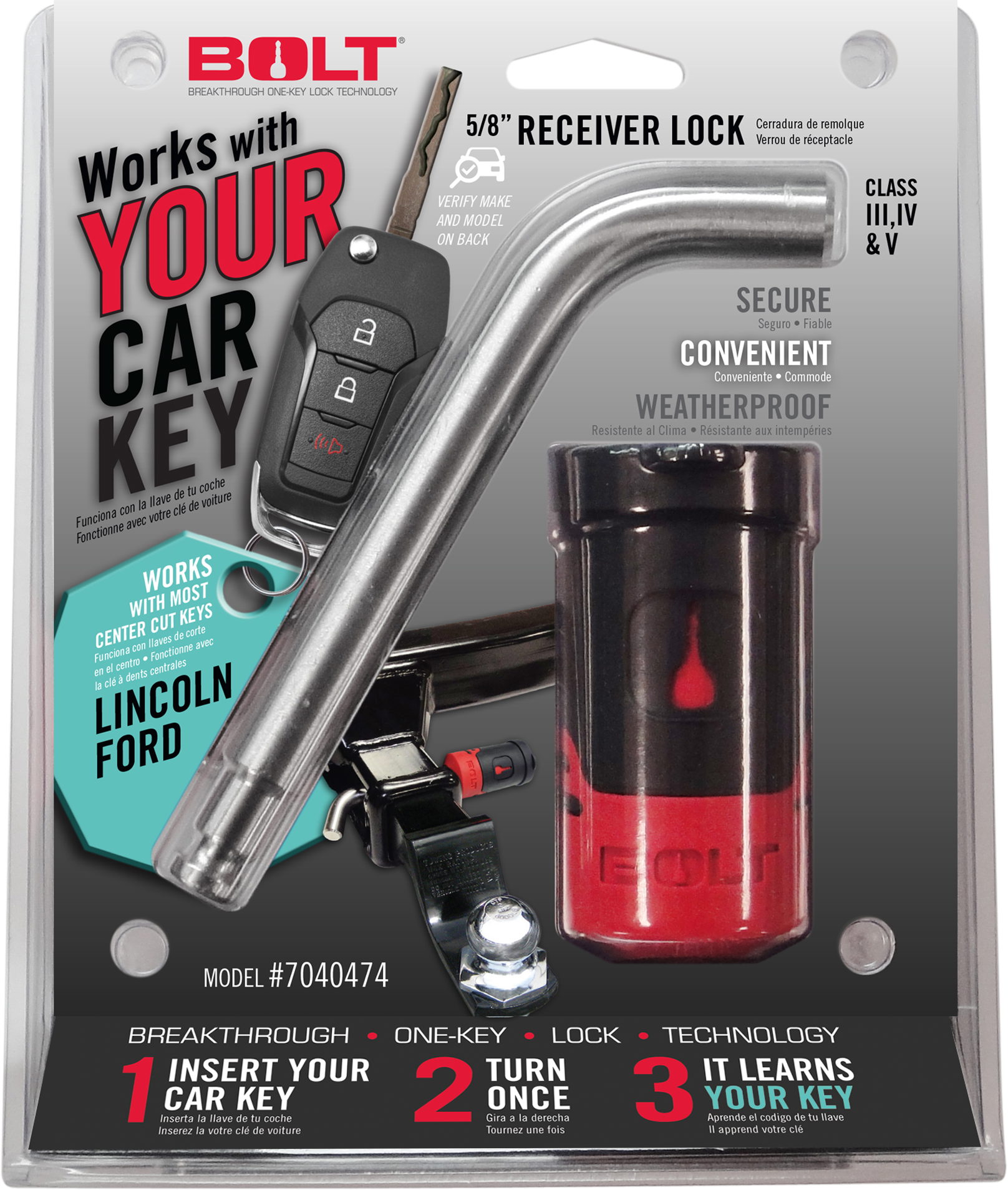 BOLT 5/8 in. Receiver Lock for Ford Center Cut Keys