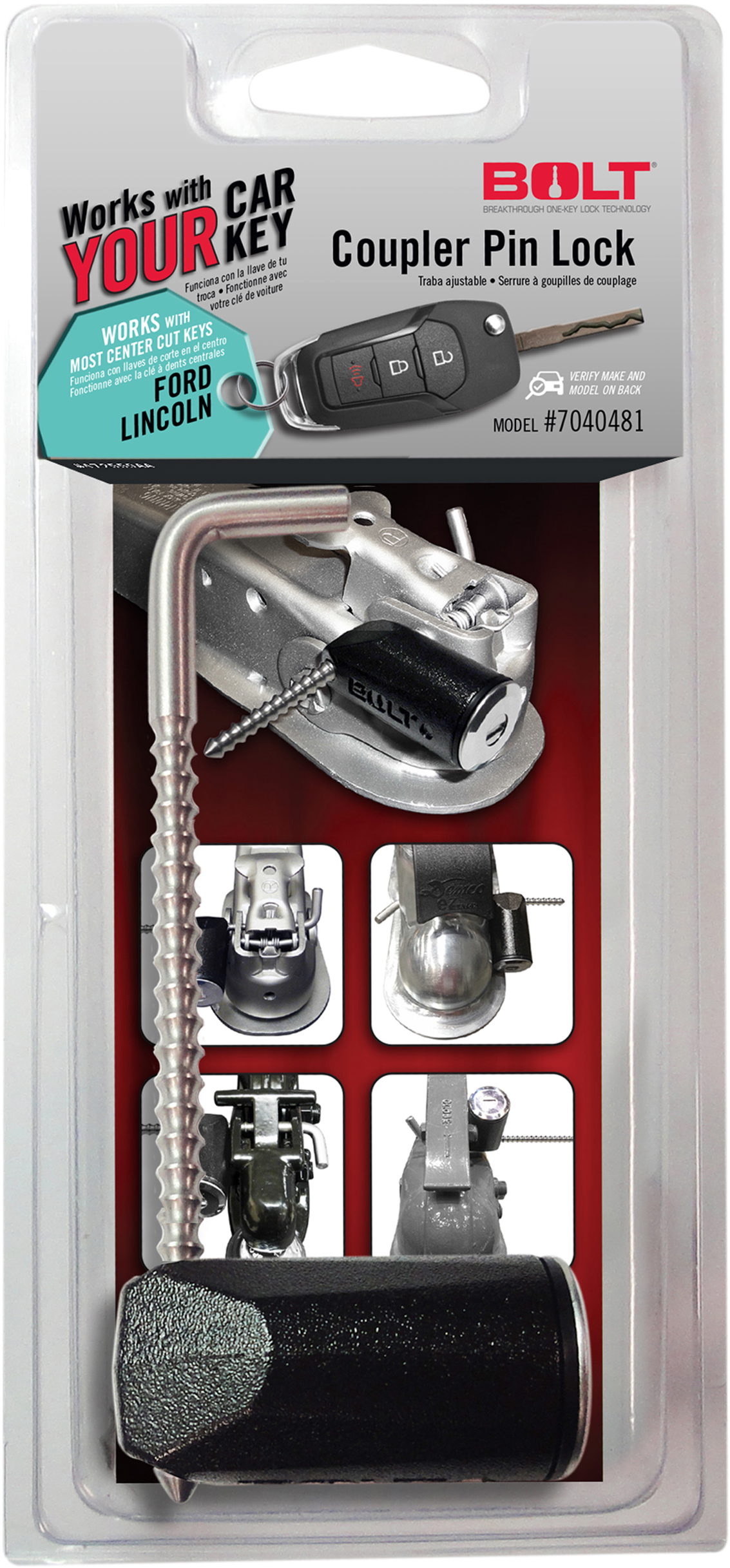 BOLT Coupler Pin Lock for Ford Center Cut Keys