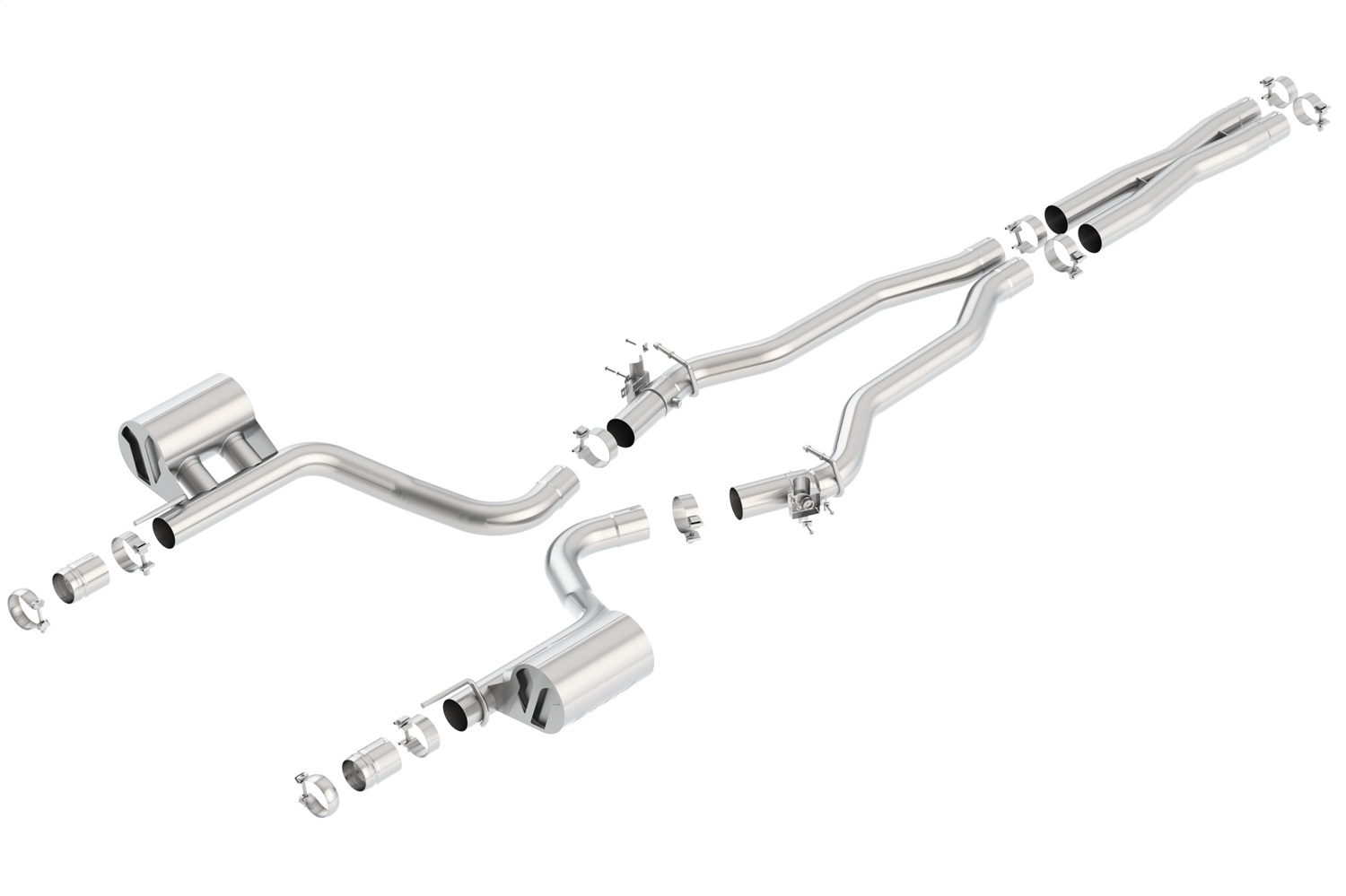 ATAK Cat-Back for Dodge Challenger with MDS dimension diagram — Borla 140646