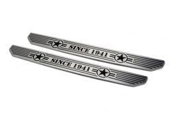 Front Sill Plates with Since 1942 Logo, Wrangler JL & Gladiator, view 3, DV8 Offroad D-JL-180014-STR2