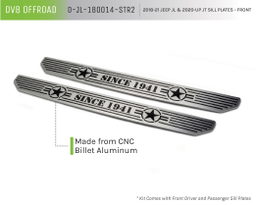 Front Sill Plates with Since 1942 Logo, Wrangler JL & Gladiator, view 4, DV8 Offroad D-JL-180014-STR2