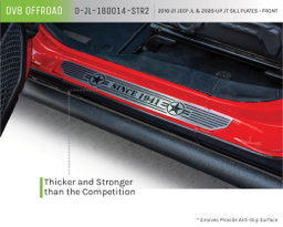 Front Sill Plates with Since 1942 Logo, Wrangler JL & Gladiator, view 5, DV8 Offroad D-JL-180014-STR2