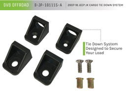 Cargo Tie Down System for Jeep Wrangler JK, 4 Pieces, view 4, DV8 Offroad D-JP-181115-A