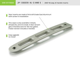 Slot Door Handle Inserts for Wrangler JK, Silver, 3 Pieces, view 4, DV8 Offroad D-JP-190026-AL-3