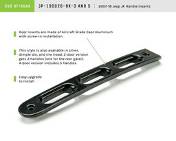 Slot Door Handle Inserts for Wrangler JK, Black, 3 Pieces, view 4, DV8 Offroad D-JP-190026-BK-3