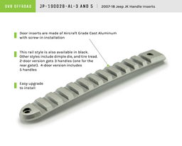 Rail Door Handle Inserts for Wrangler JK, Silver, 3 Pieces, view 4, DV8 Offroad D-JP-190028-AL-3