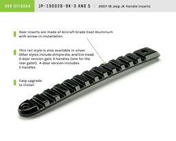 Rail Door Handle Inserts for Wrangler JK, Black, 3 Pieces, view 4, DV8 Offroad D-JP-190028-BK-3