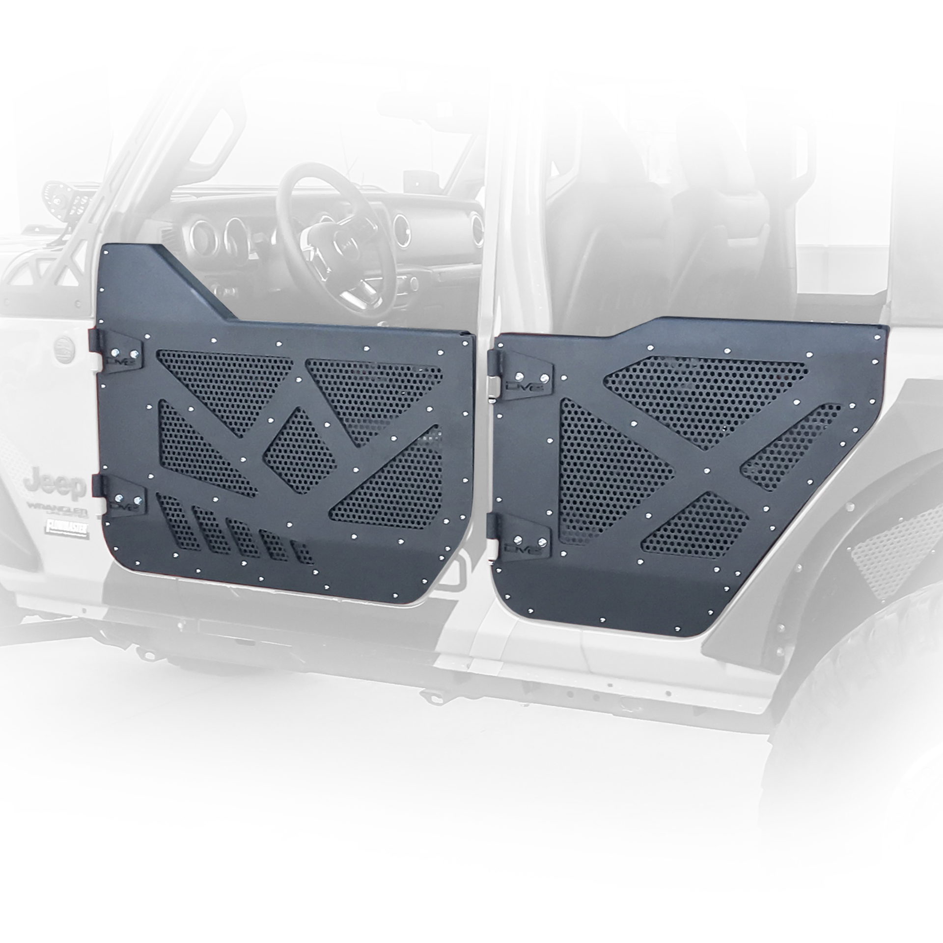 DV8 Offroad Rear Half Door with Aluminum Mesh, Wrangler JL & Gladiator