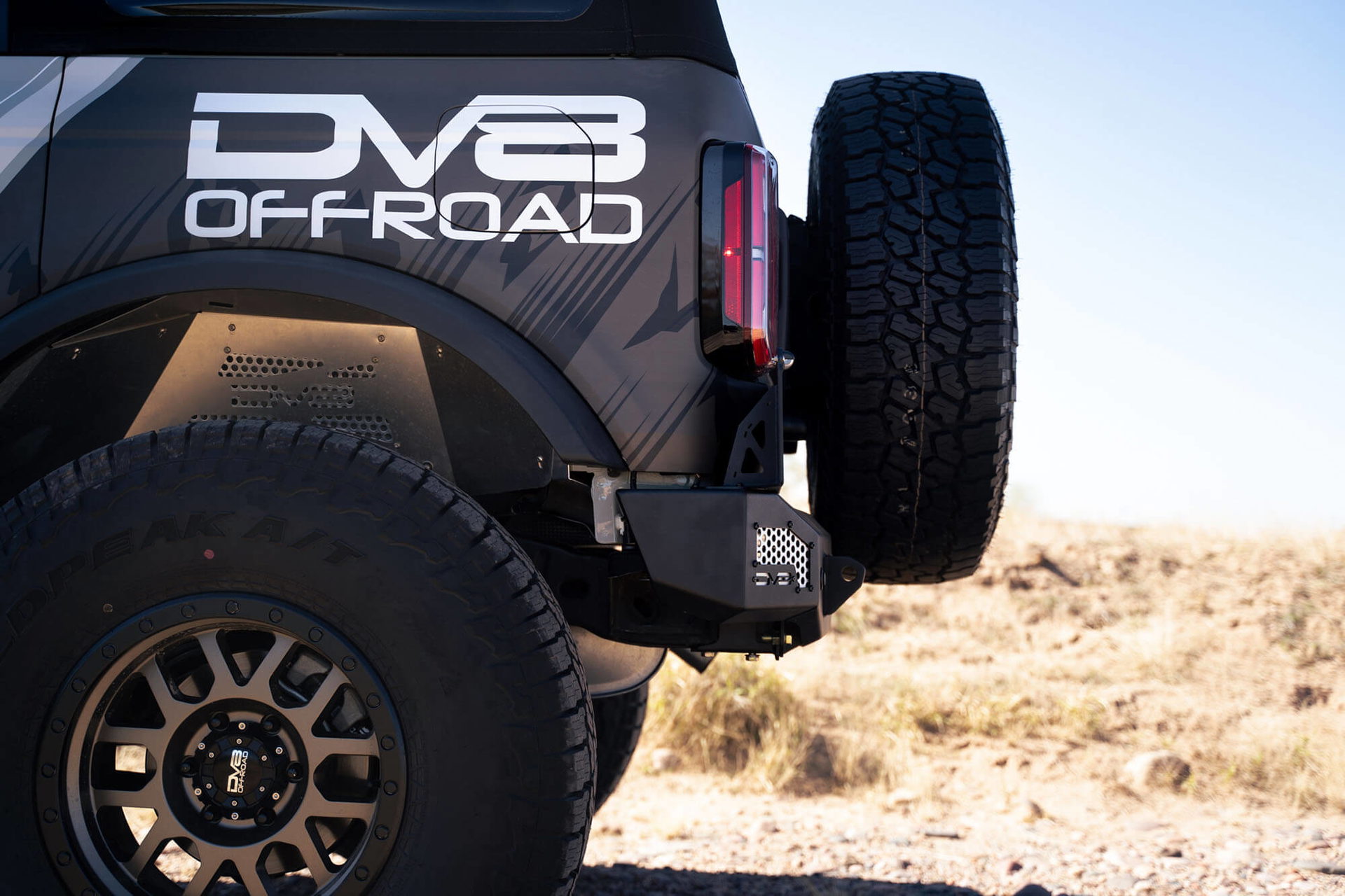 MTO Series Rear Bumper for Ford Bronco, Full Width — DV8 Offroad RBBR-01 — Rear Bumpers