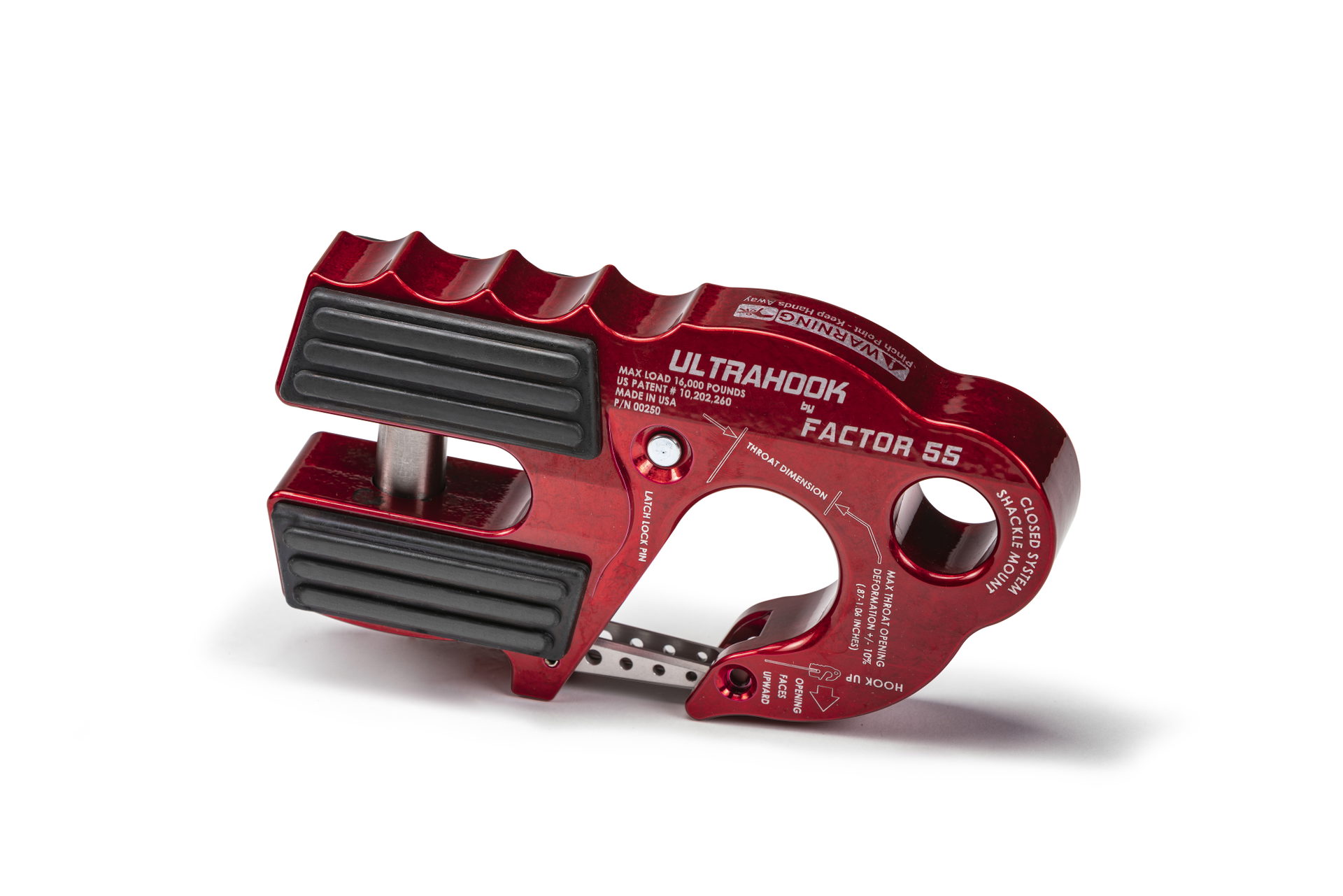 UltraHook Winch Hook with Shackle Mount, Red, Factor 55 00250-01