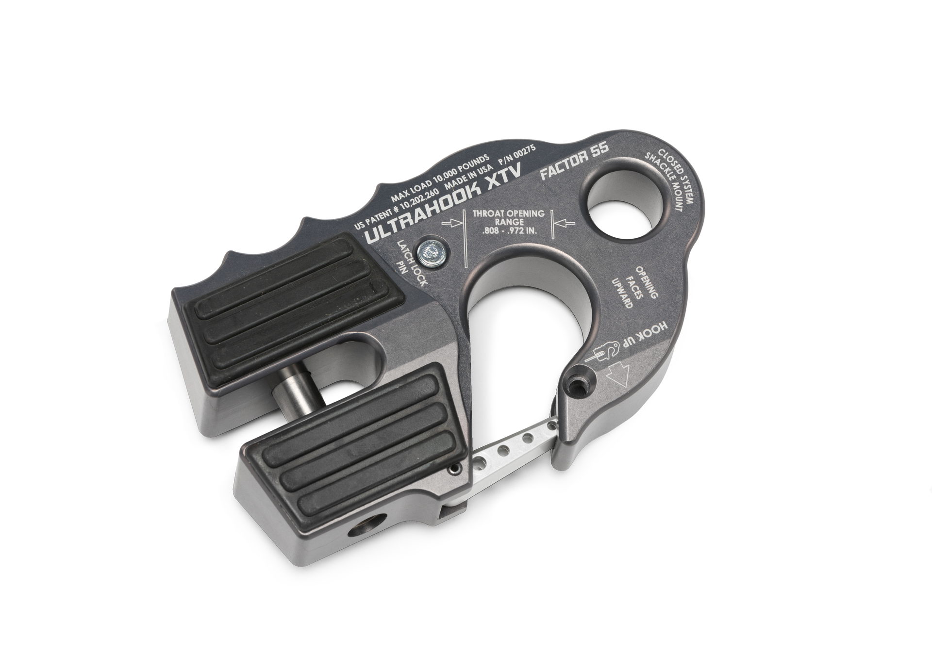 Factor 55 UltraHook XTV Winch Hook with Shackle Mount, Gray